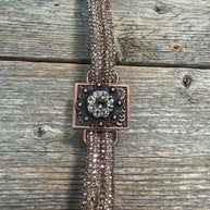 Champagne Rhinestone Bolo, Crystal Slide