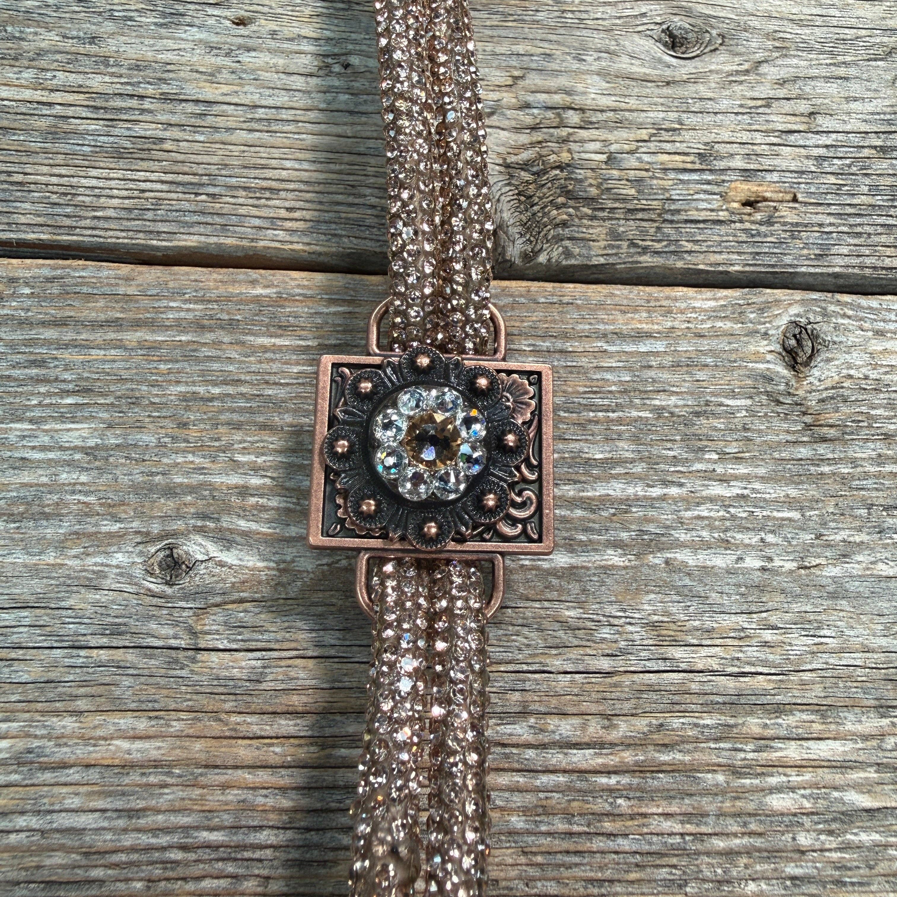 Champagne Rhinestone Bolo, Crystal Slide