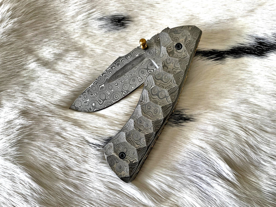 Full Damascus Steel Folding Knife TF-105