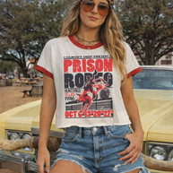 Prison Rodeo Ringer Crop T-Shirt