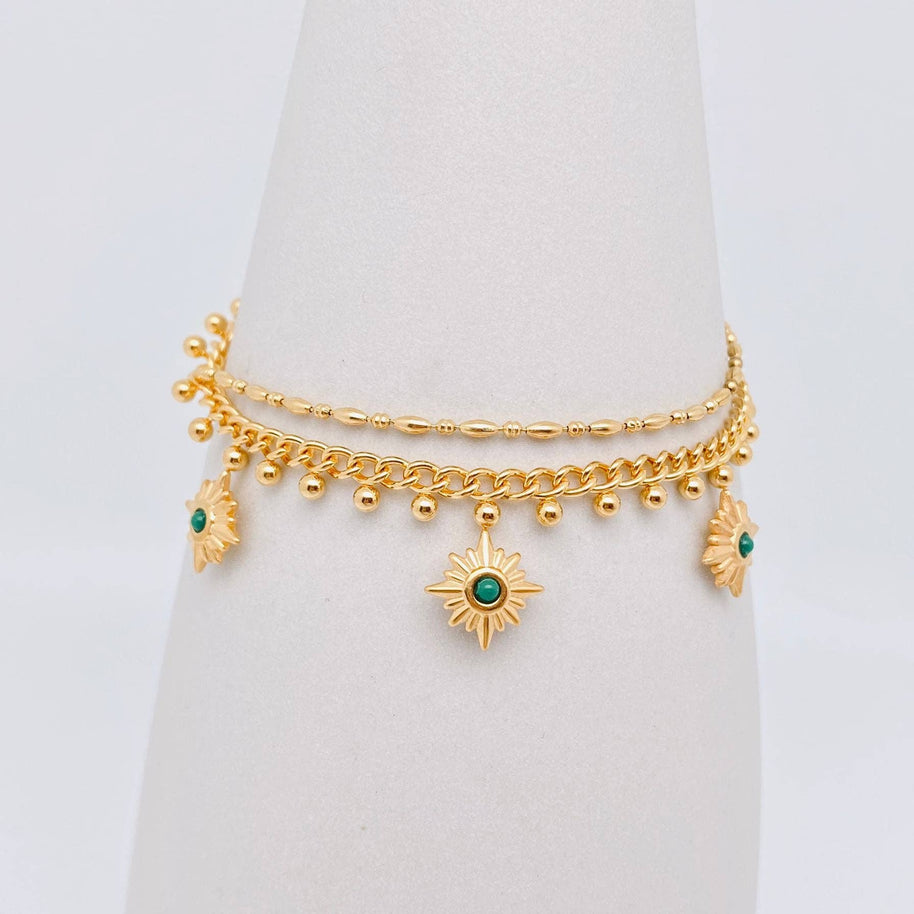 Triple Stars Pendant Double Stainless Steel Chain Bracelet