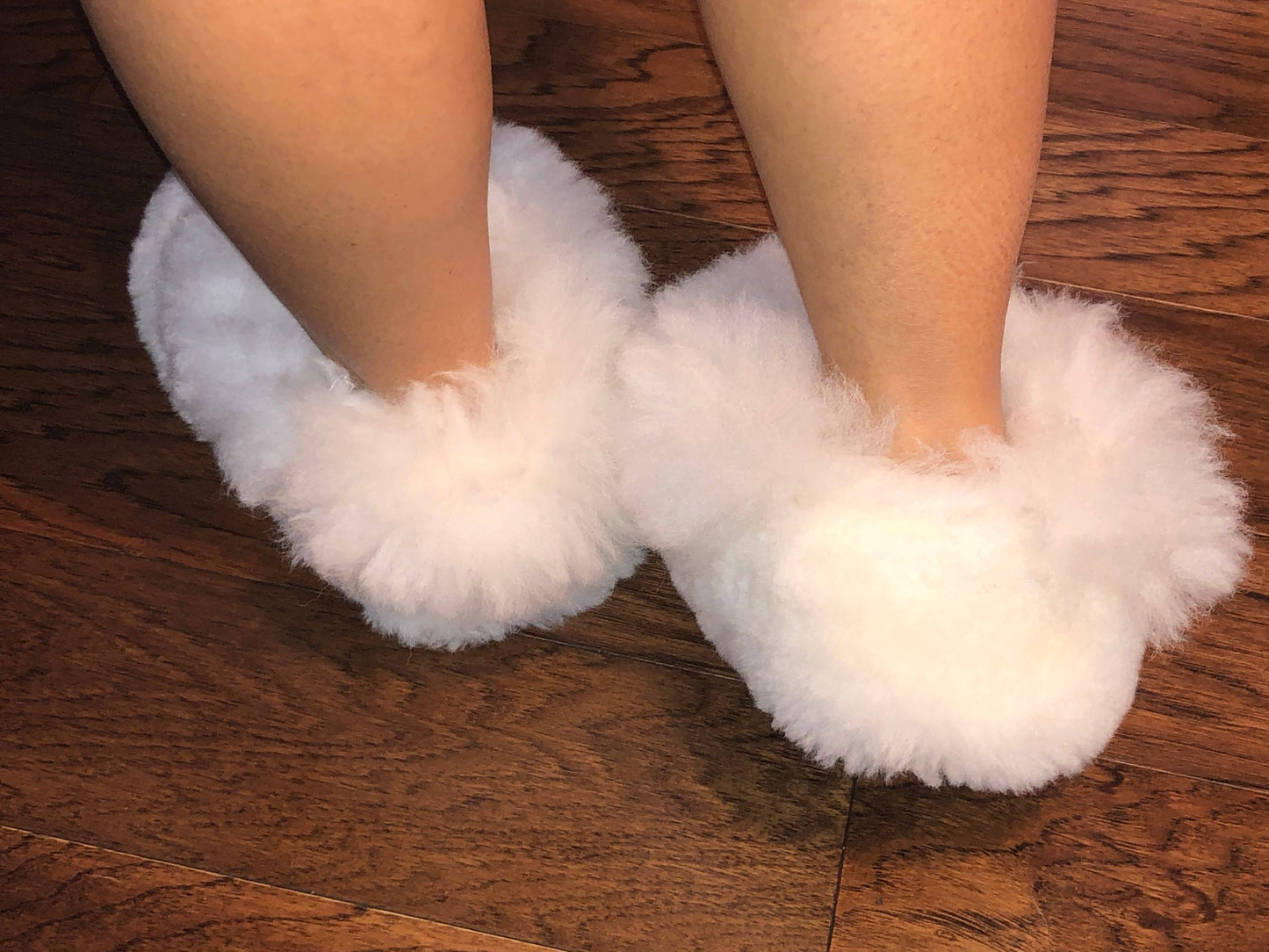 Alpaca Fur Slippers White Adult