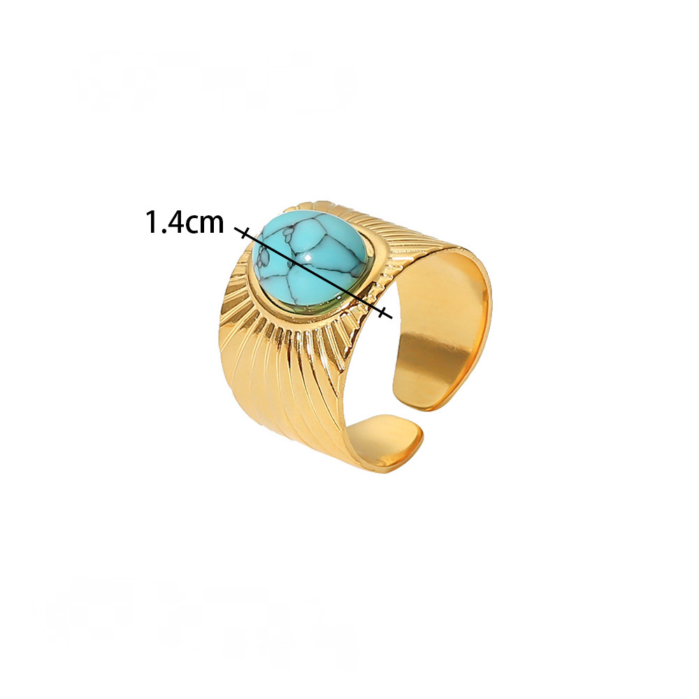 18K Gold-plated Stainless Steel Inlaid Stone Rings