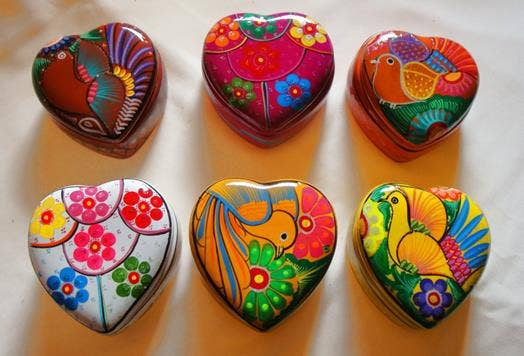 Hand-painted Ceramic Heart Box  @3.5-4.5in