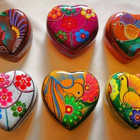 Hand-painted Ceramic Heart Box  @3.5-4.5in