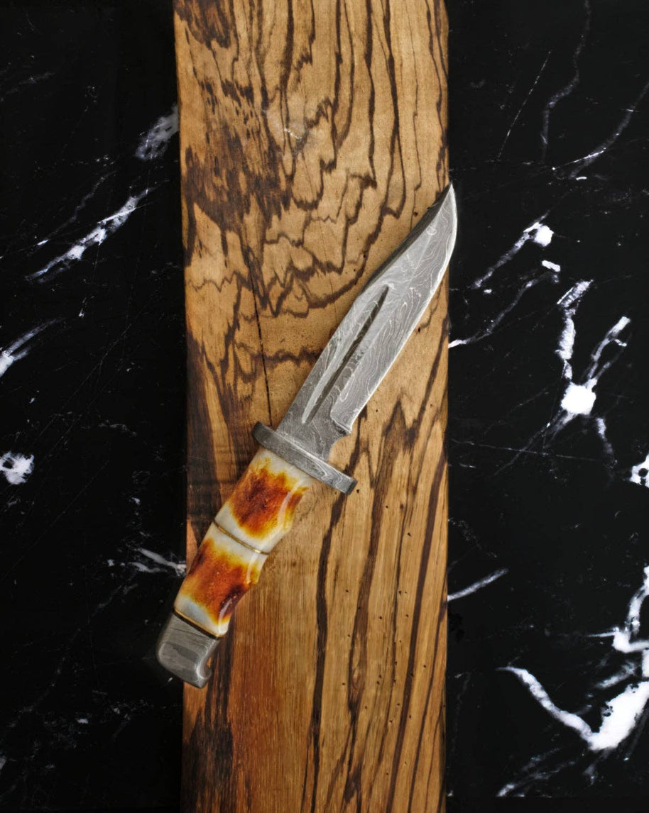 Damascus Hunting Knife Full Tang with Damascus Hilt
