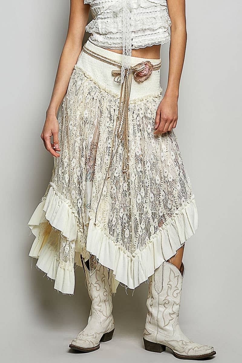 Reverse Ruffle Lace Skirt
