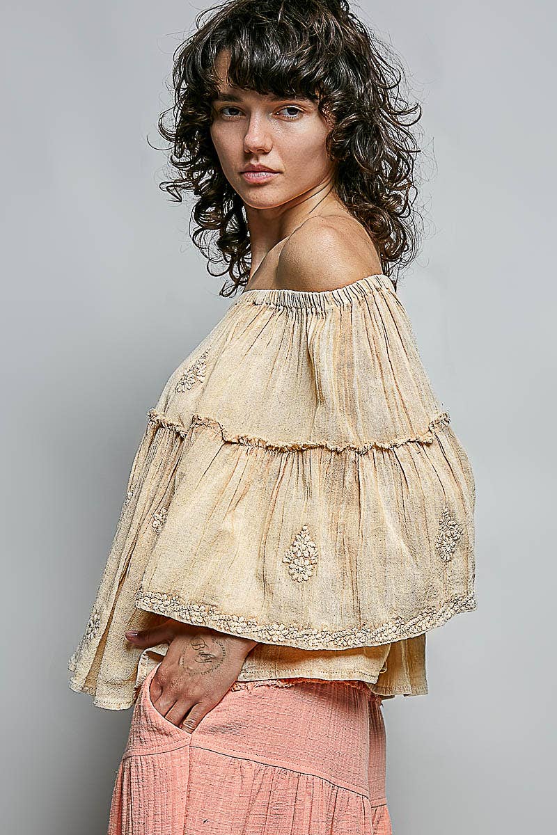 Off Shoulder Bell Sleeve Blouse