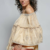 Off Shoulder Bell Sleeve Blouse