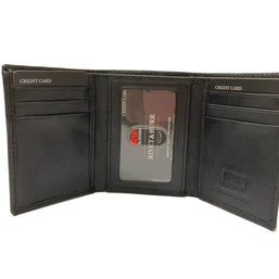 Double Stitch Leather Trifold Wallet