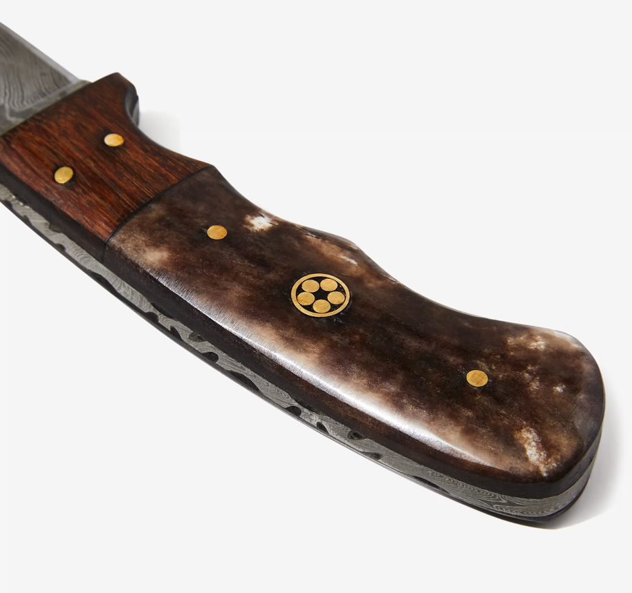 Damascus Skinning gut hook, Hunting Knife by Titan TD-1 7 6