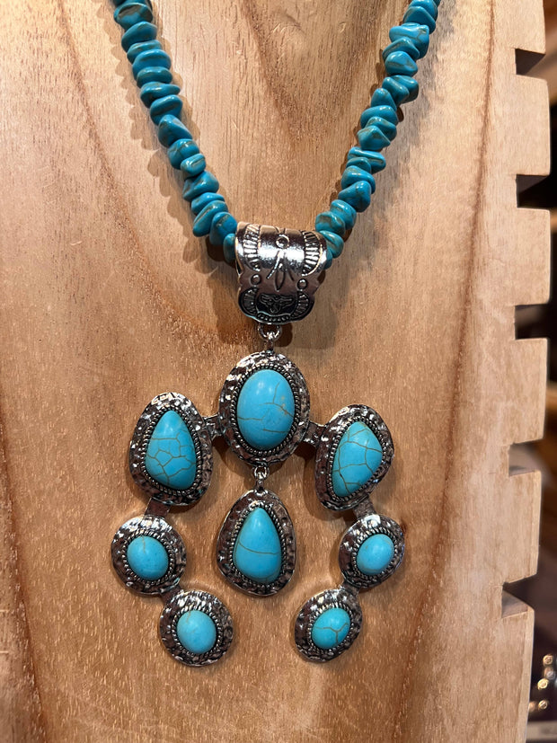 Navajo Inspired Faux Turquoise Necklace
