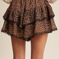Leopard Tiered Lace Skort