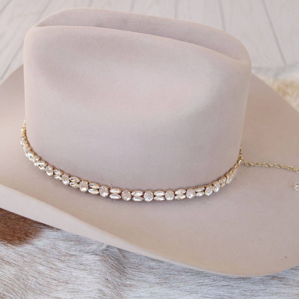 Rose Gold Rhinestone Bling Hat Band - The Kate