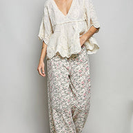 V-neck Solid Crochet Top