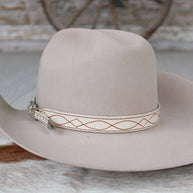 Bone White Leather Boot Stitch Hat Band
