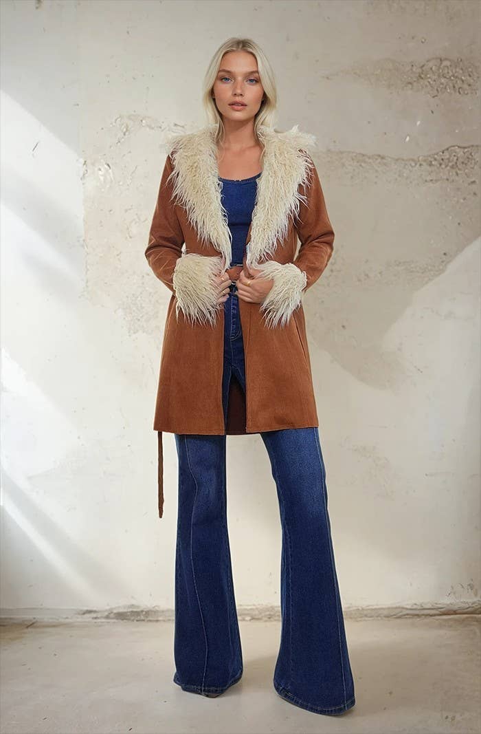 Penny Lane Faux Suede Fur Coat