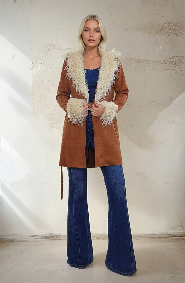 Penny Lane Faux Suede Fur Coat