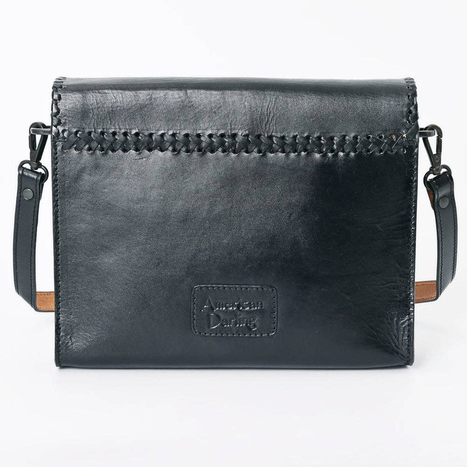 Embossed Leather Envelope Bag, Black