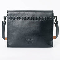 Embossed Leather Envelope Bag, Black