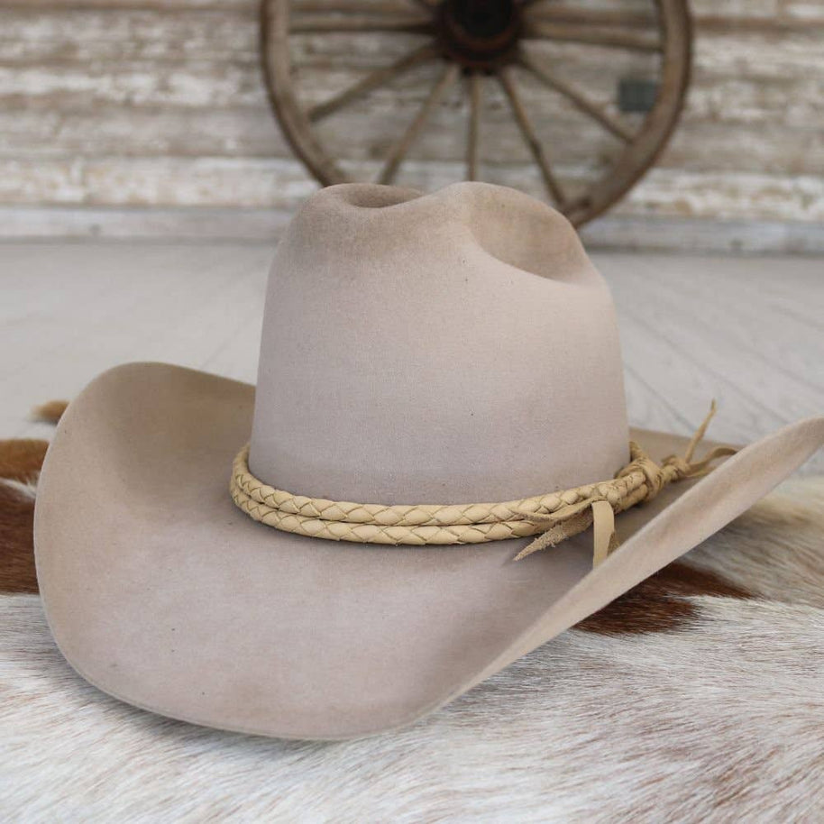 Camel Braided Leather Hat Band