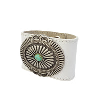 Leather Cuffs with Oval Concho