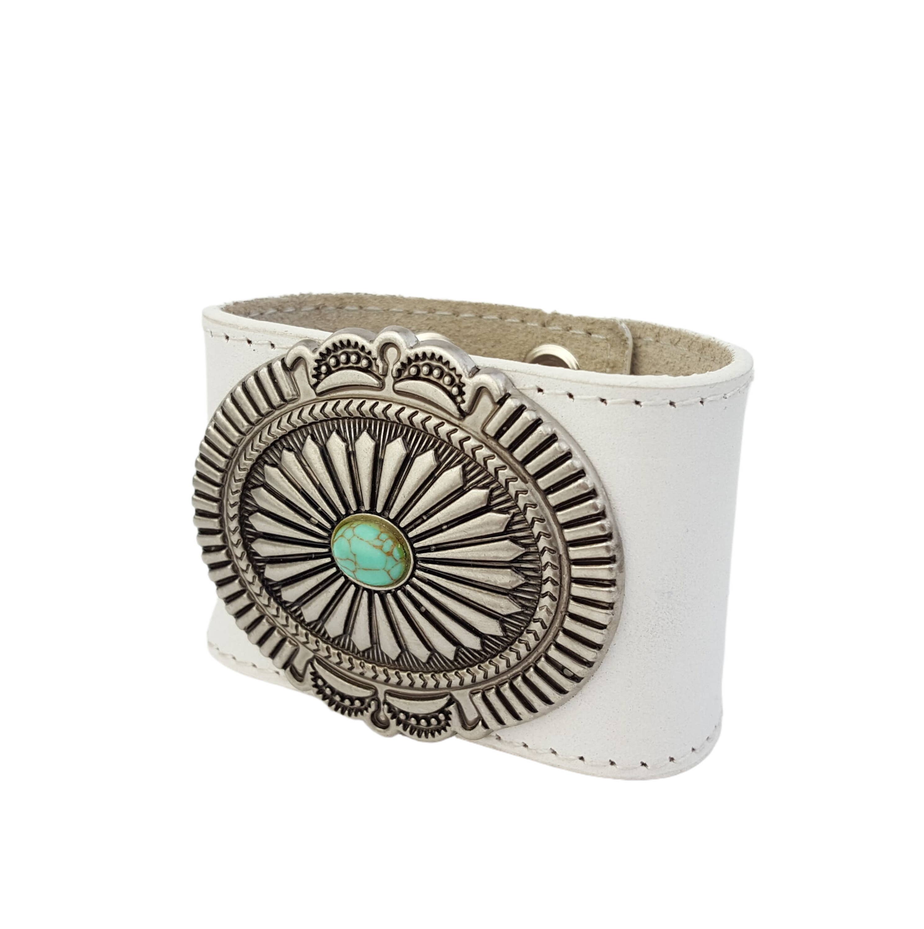 Leather Cuffs with Oval Concho