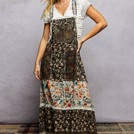 Floral Suspender Dress, Black