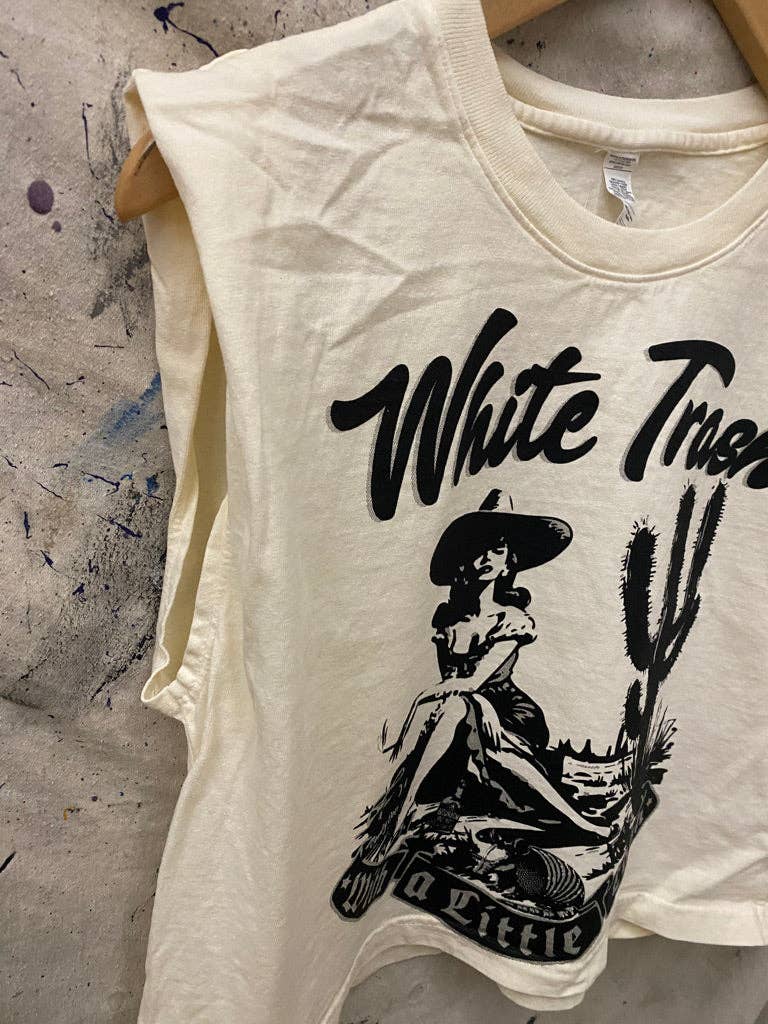 White Trash Boxy Midriff Muscle Top