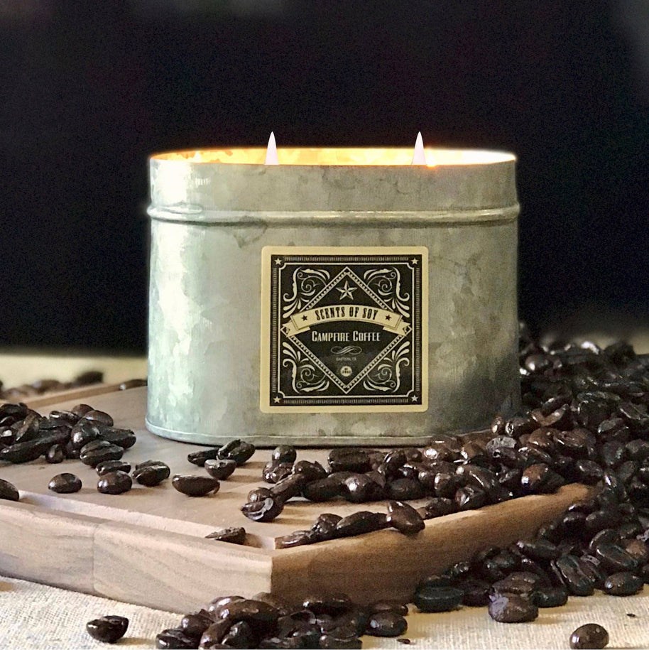 Campfire Coffee Galvanized Oval Tin Soy Candle