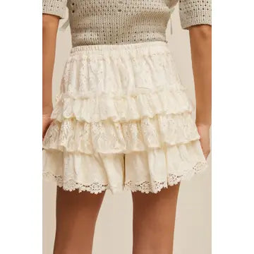 Lace Tiered Shorts with Ruffle