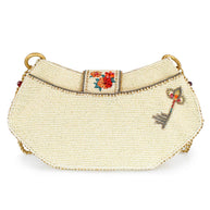 Keepsake Beaded Heart Wings and Lock Crossbody Handbag