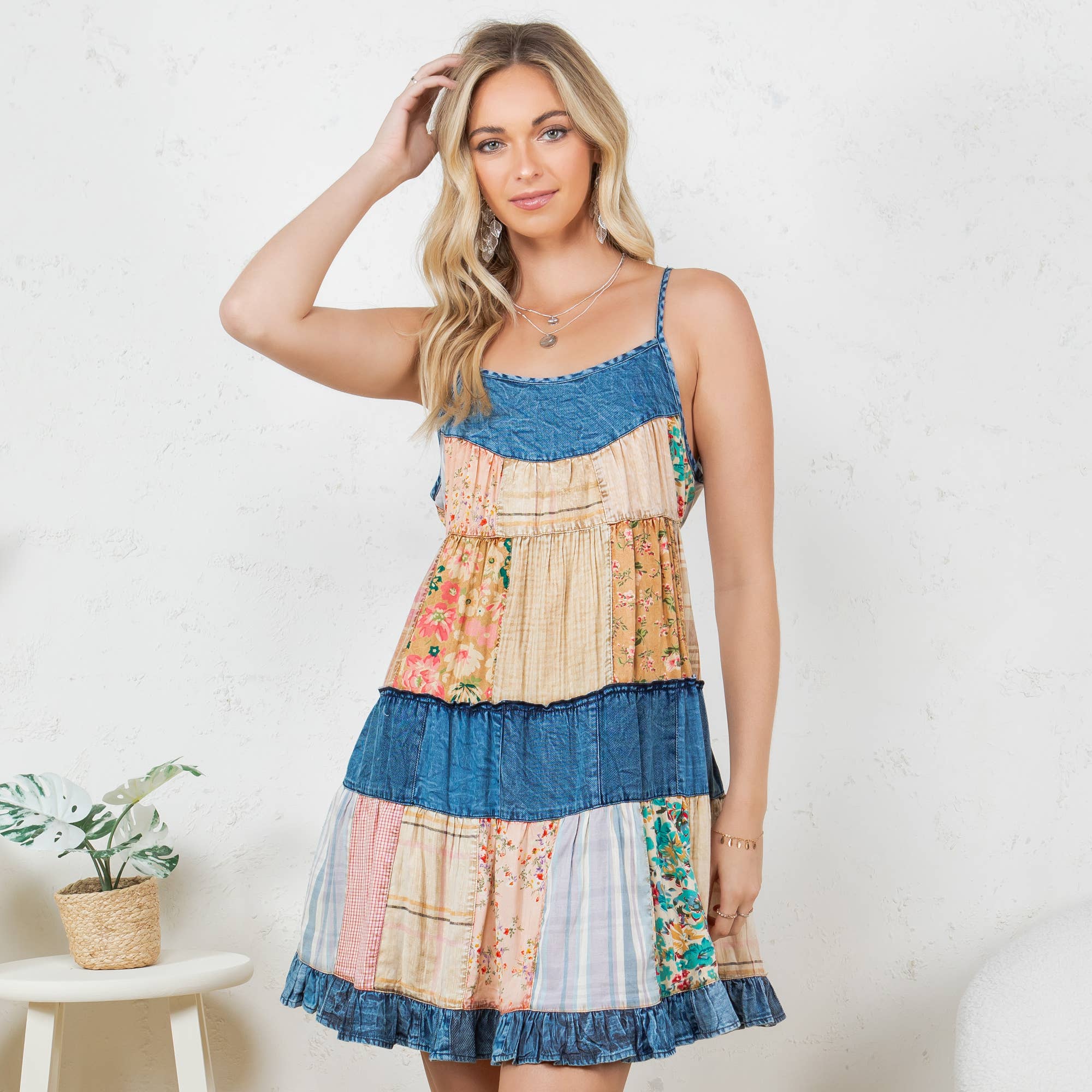 Babydoll Dress Denim Yoke