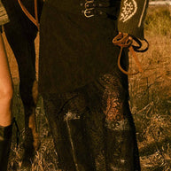 Faux Suede & Lace Buckle Skirt