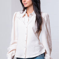 White Button Down with Embroidery