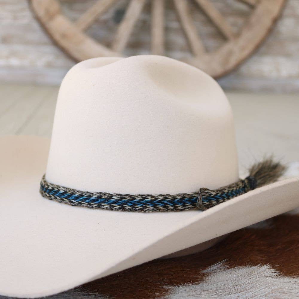 Horsehair Braided Blue Single Tassel Hat Band - Caleb