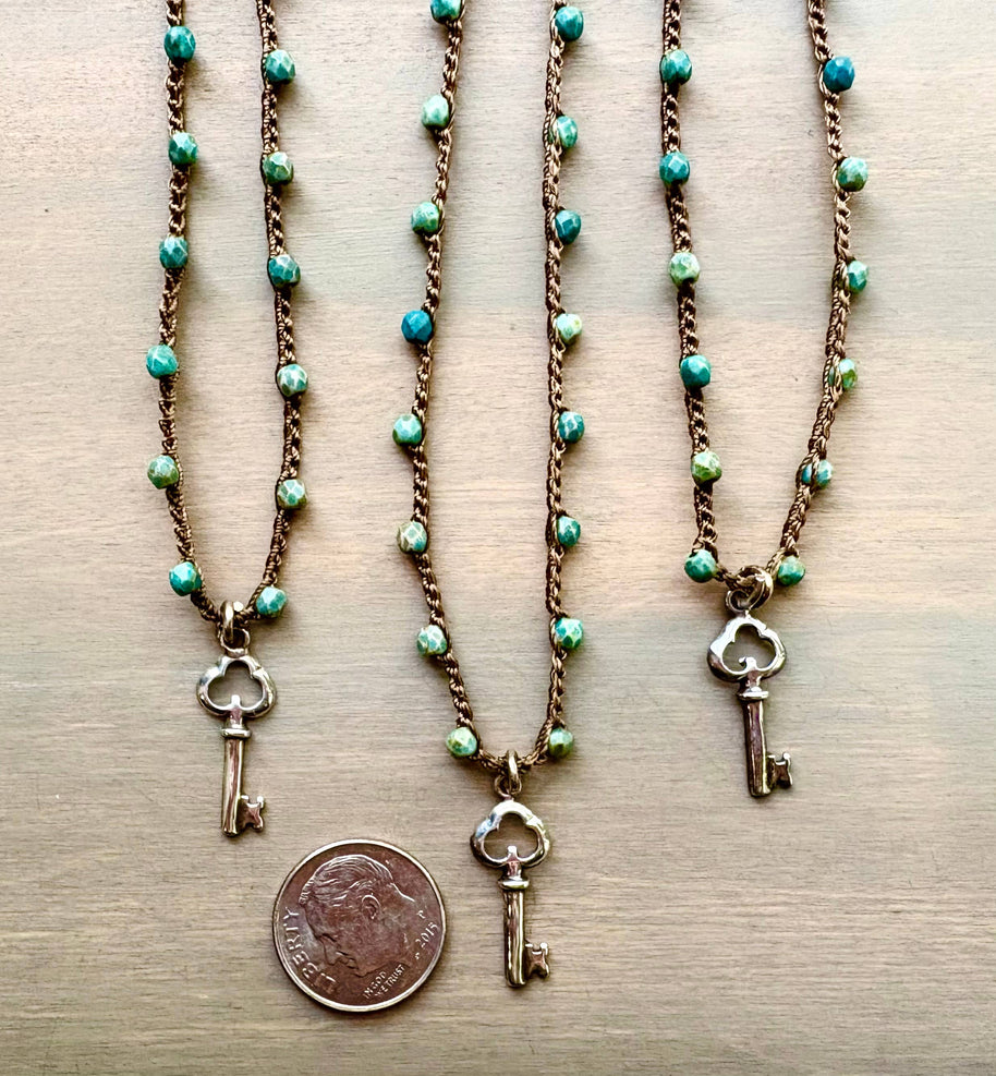 Dainty Sterling Silver Key Charm Necklace