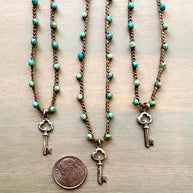 Dainty Sterling Silver Key Charm Necklace