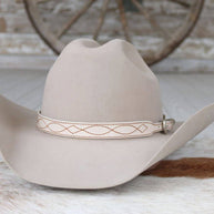 Bone White Leather Boot Stitch Hat Band