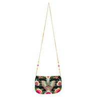 Hand-Beaded Black Butterfly Crossbody