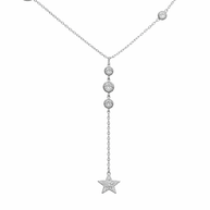 Sterling Silver CZ Star Dangle Y Necklace