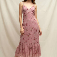 Floral Satin Fitted DRess