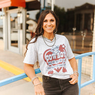 Cowboy Motel Raw Cut V-neck Graphic Tee