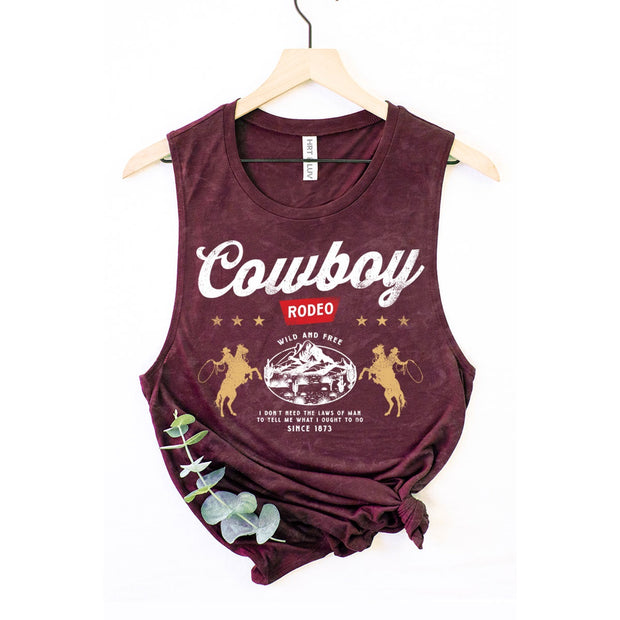 Cowboy Rodeo Tank Top, Burgundy