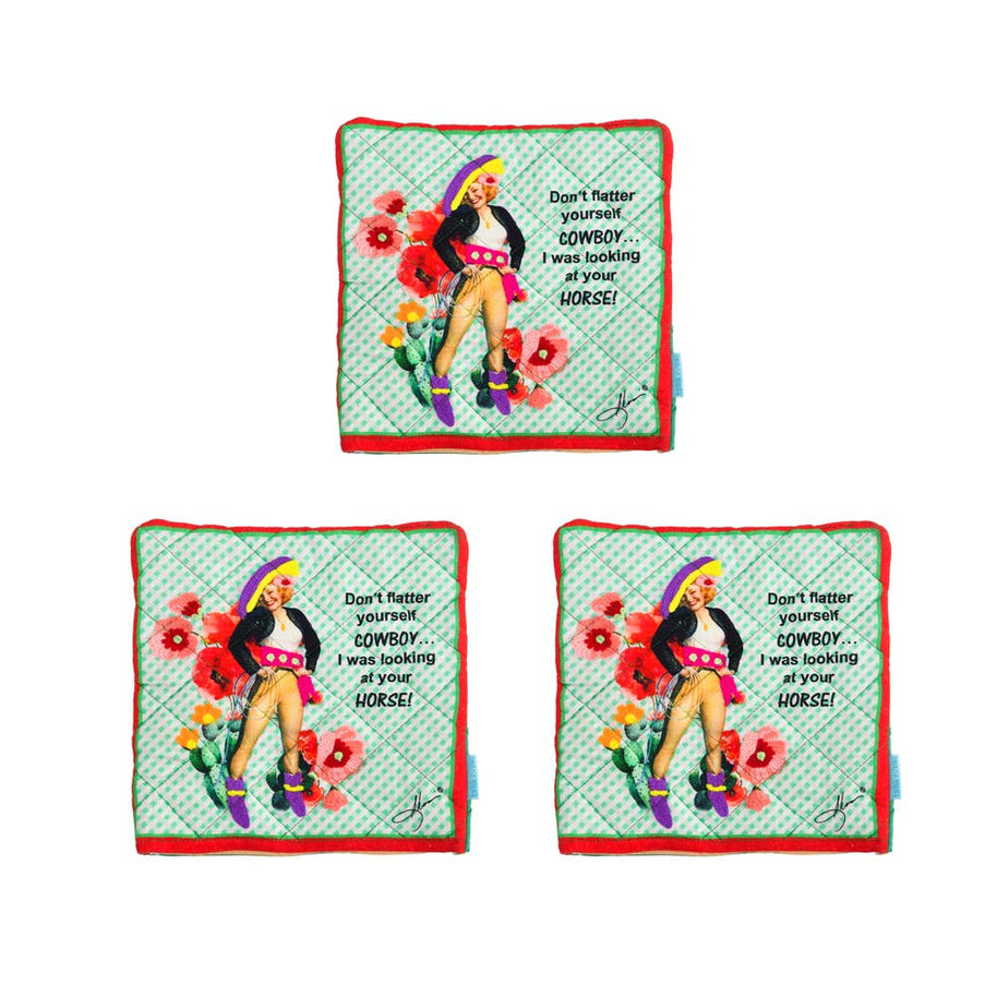 Don't Flatter Cowgirl Pot Holder