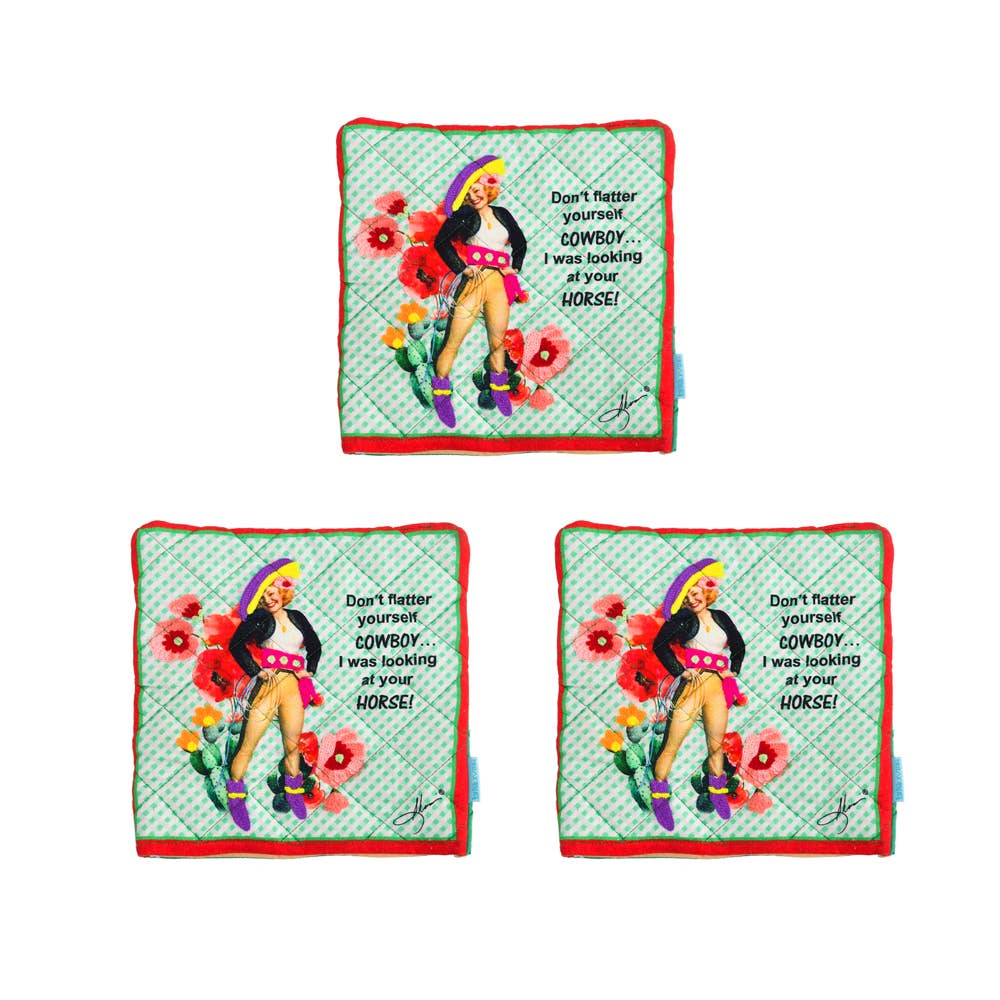 Don't Flatter Cowgirl Pot Holder