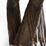 Studded Fringe Foldover Yoga Pants