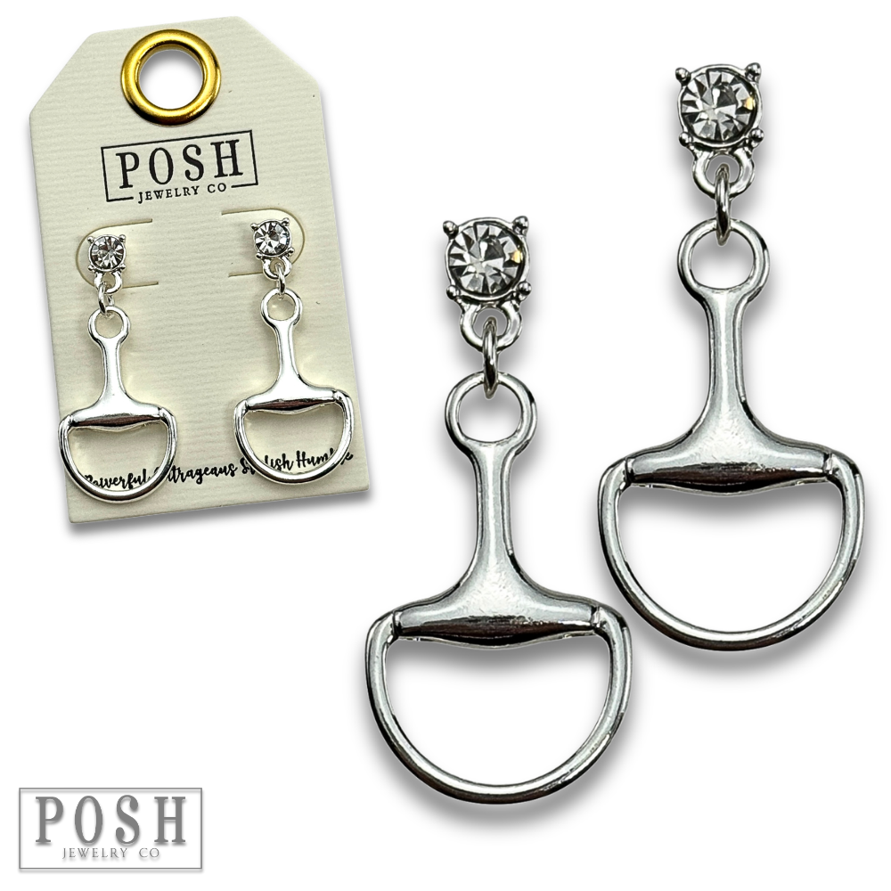 Equestrian charm rhinestone earring