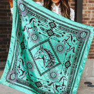 Mint Aztec Arrow Horse Double Sided Printed Wild Rag