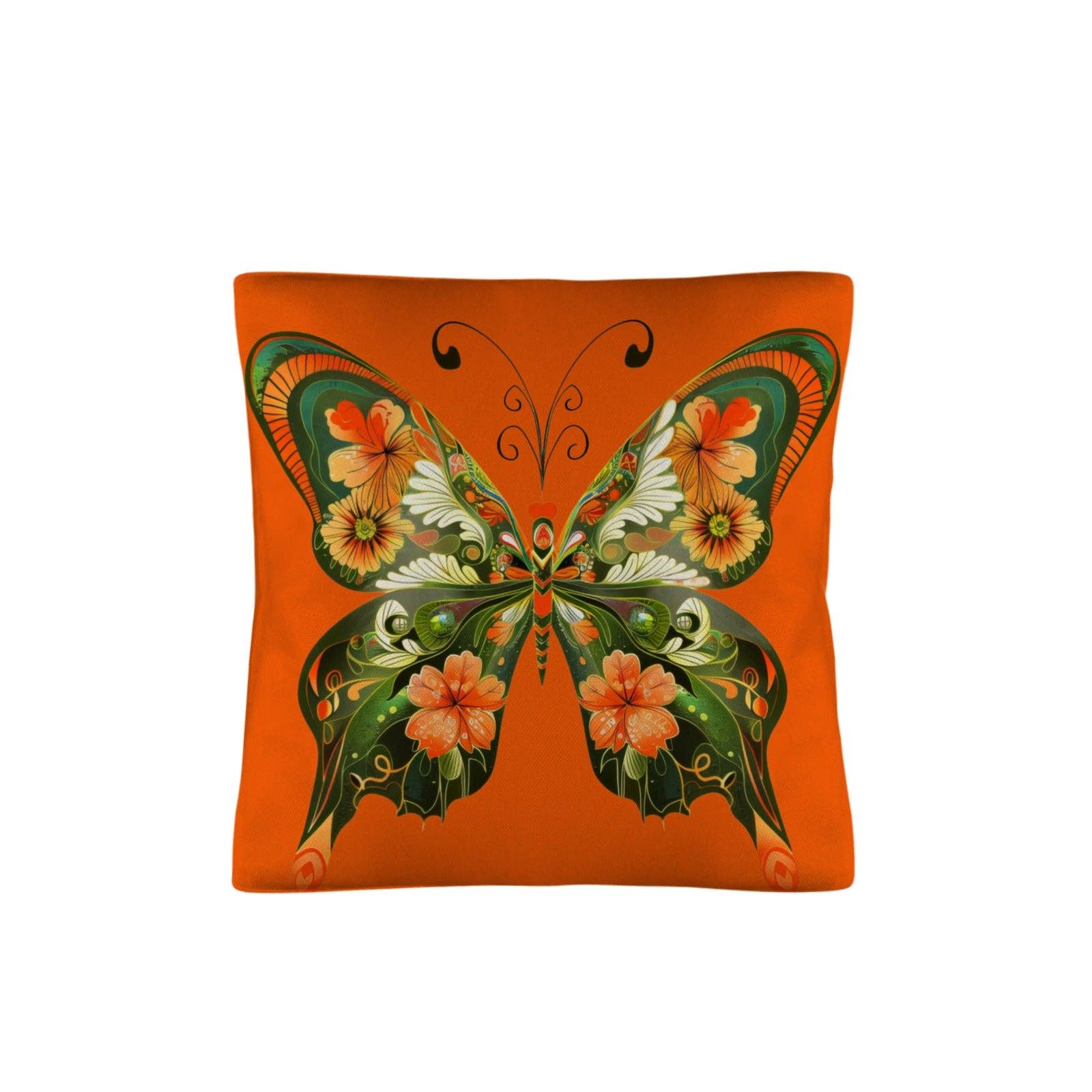 Retro Floral Butterfly Pillow